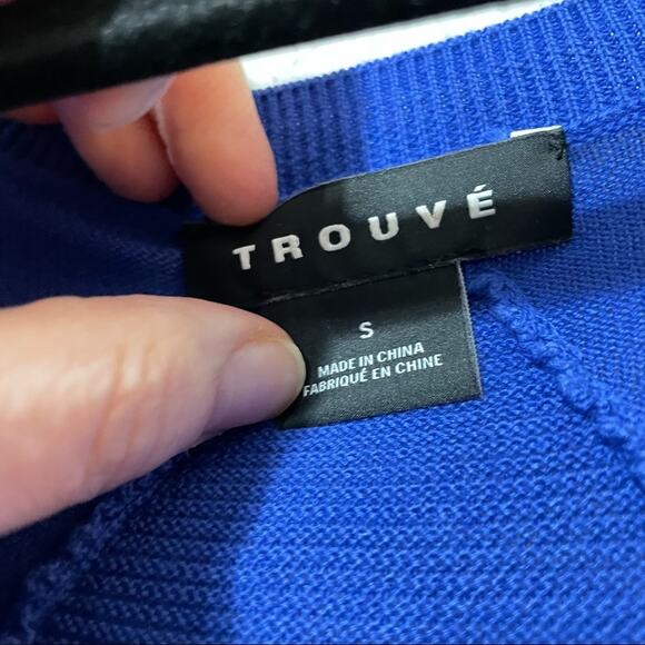 Trouvé Blue Crew Neck Lightweight Pullover Sweater S Cotton Modal Blend Longline - Picture 3 of 7